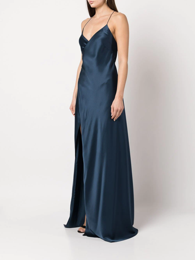 Shop Michelle Mason V-neck Silk Dress In Blau