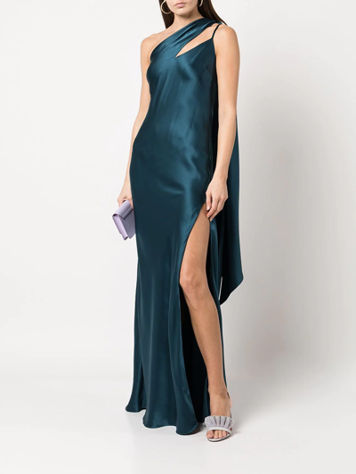 Shop Michelle Mason Tie-detail Silk Gown In Grün
