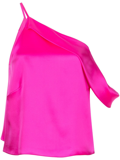 Shop Michelle Mason Draped Cowl Asymmetrical Top In Rosa