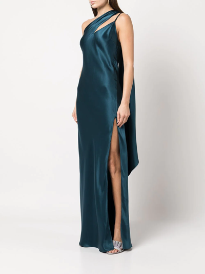 Shop Michelle Mason Tie-detail Silk Gown In Grün