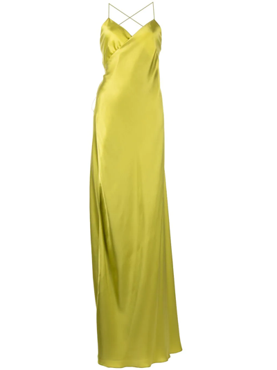 Shop Michelle Mason V-neck Silk Dress In Gelb