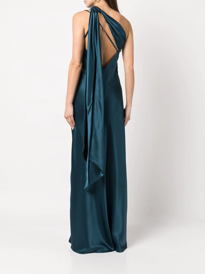 Shop Michelle Mason Tie-detail Silk Gown In Grün