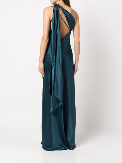 Michelle Mason Tie-detail Silk Gown In Grün
