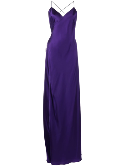 Shop Michelle Mason V-neck Silk Dress In Violett