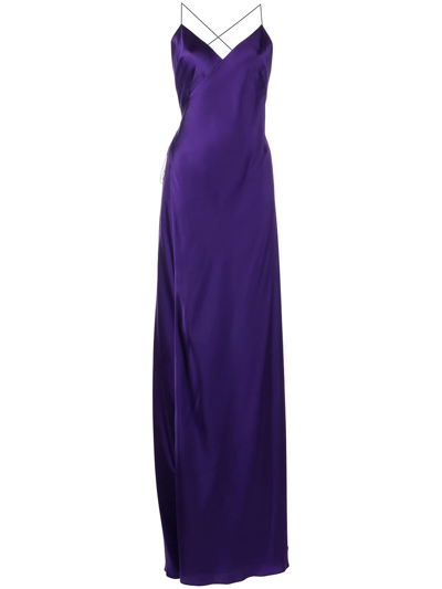 Michelle Mason V-neck Silk Dress In Violett