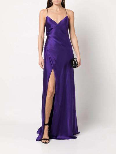 Michelle Mason V-neck Silk Dress In Violett
