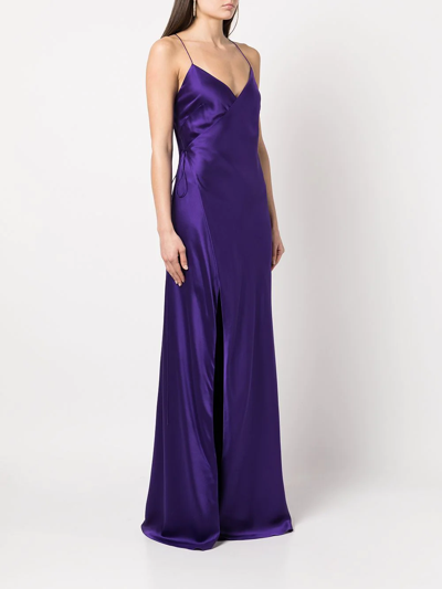 Shop Michelle Mason V-neck Silk Dress In Violett