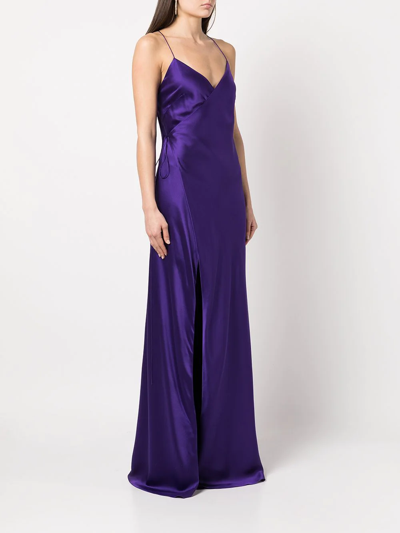 Michelle Mason V-neck Silk Dress In Violett