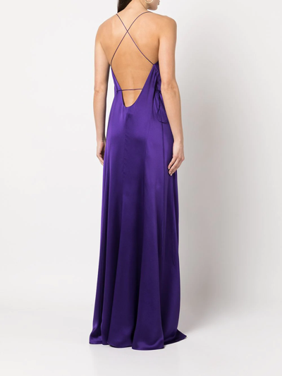 Shop Michelle Mason V-neck Silk Dress In Violett