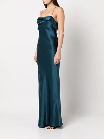Shop Michelle Mason Square-neck Silk Dress In Blau