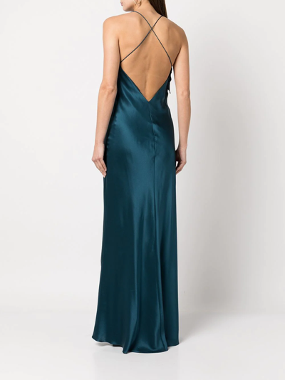 Shop Michelle Mason Square-neck Silk Dress In Blau
