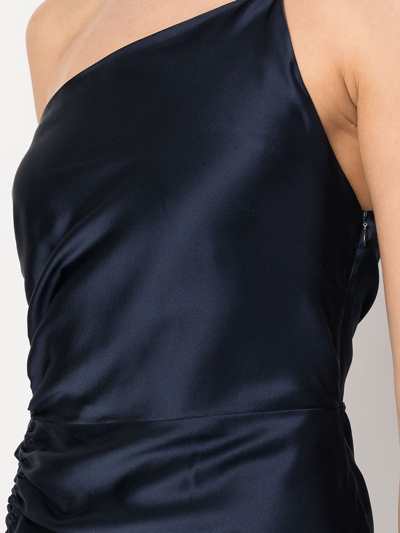 Shop Michelle Mason Gathered-detail Silk Dress In Blau