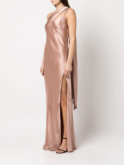 Shop Michelle Mason Draped-panel Silk Gown In Nude