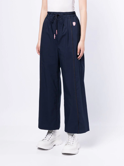 Bapy By *a Bathing Ape® Wide-leg Logo-patch Track Pants In Blau