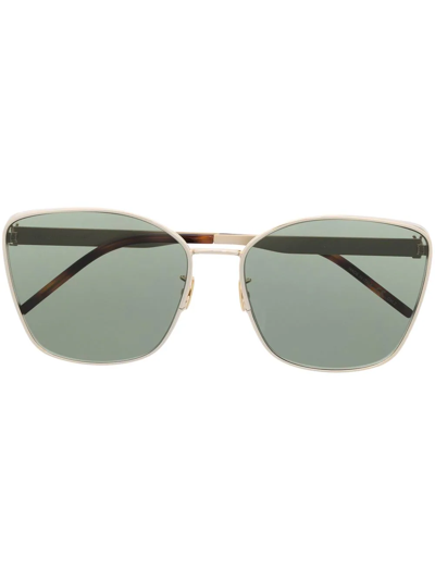 Shop Saint Laurent Square-frame Sunglasses In Gold