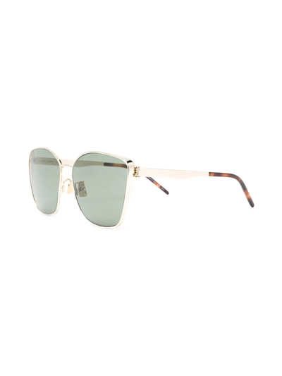 Shop Saint Laurent Square-frame Sunglasses In Gold