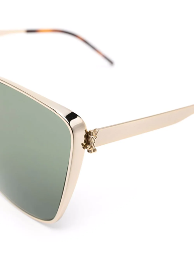 Shop Saint Laurent Square-frame Sunglasses In Gold