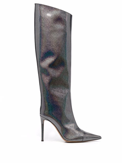 Shop Alexandre Vauthier Iridescent-effect High Boots In Silber