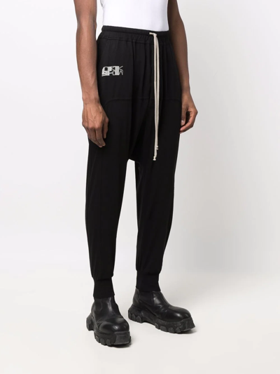 Rick Owens Drkshdw Drawstring-waist Drop-crotch Trousers In Schwarz