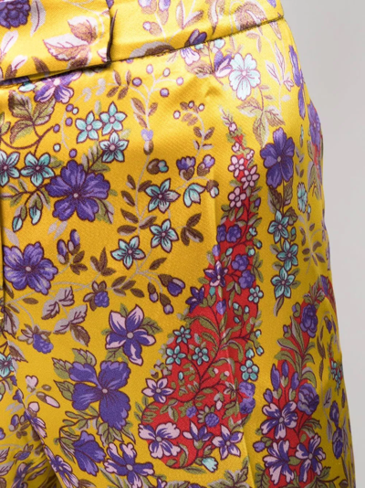 Etro Floral-print Flared Trousers In Gelb