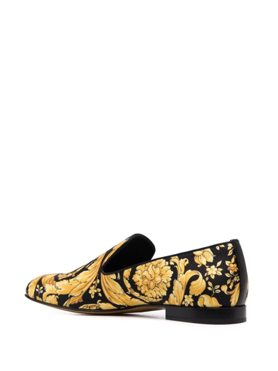 Shop Versace Barocco Satin Slippers In Gelb