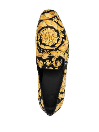 Shop Versace Barocco Satin Slippers In Gelb