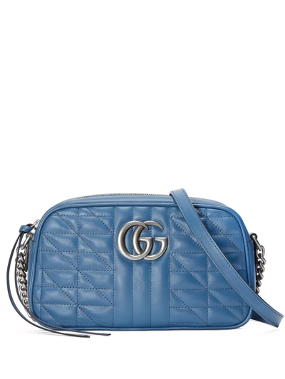 Shop Gucci Gg Marmont Matelassé Shoulder Bag In Blau