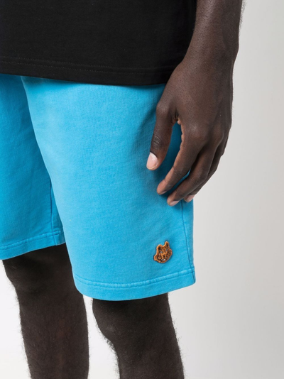Shop Kenzo Logo-patch Bermuda Shorts In Blau