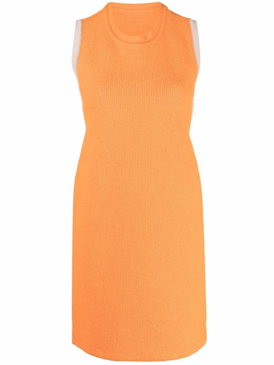 Shop Jacquemus Sorbetto Contrast-trim Knitted Mini Dress In Orange
