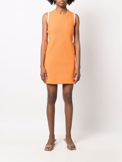 Shop Jacquemus Sorbetto Contrast-trim Knitted Mini Dress In Orange