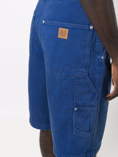Shop Kenzo Logo-patch Denim Bermuda Shorts In Blau
