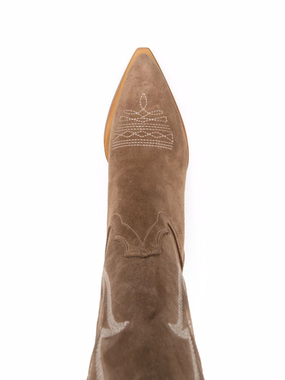 Shop Sonora Santafe Suede Western Boots In Nude