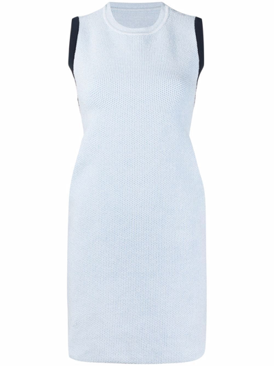 Shop Jacquemus Sorbetto Contrast-trim Knitted Mini Dress In Blau