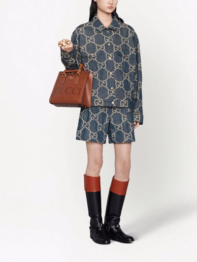 Gucci Jumbo Gg Oversized Denim Jacket In Blue