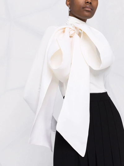 Atu Body Couture Bow-detail Roll-neck Top In Weiss