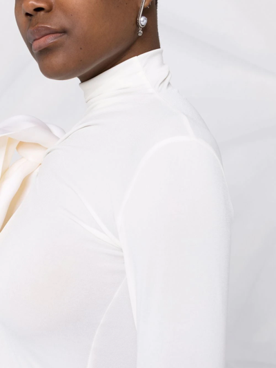 Shop Atu Body Couture Bow Detail Fitted Top In Weiss