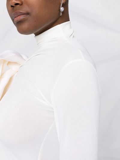 Atu Body Couture Bow-detail Roll-neck Top In Weiss