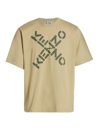Shop Kenzo Men's Logo Sport Oversized T-shirt In Taupe