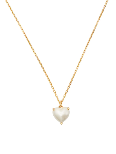 Shop Kate Spade Women's Birthstone Goldtone & Cubic Zirconia Pendant Necklace In Pearl