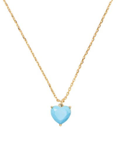 Shop Kate Spade Women's Birthstone Goldtone & Cubic Zirconia Pendant Necklace In Turquoise