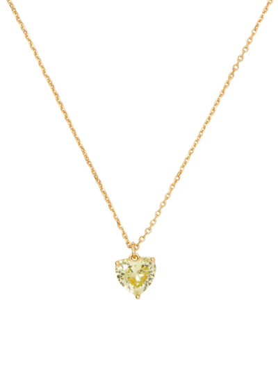 Shop Kate Spade Women's Birthstone Goldtone & Cubic Zirconia Pendant Necklace In Peridot