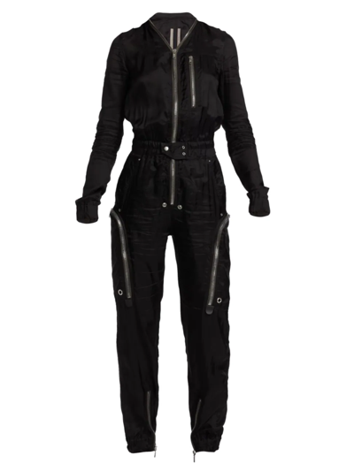 Shop Rick Owens Women's Bauhaus Larry Flightsuit Zip Jumpsuit In Black