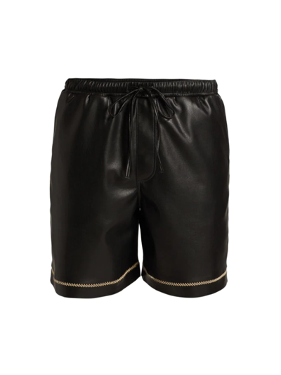 Shop Nanushka Men's Doxxy Faux Leather Drawstring Shorts In Black