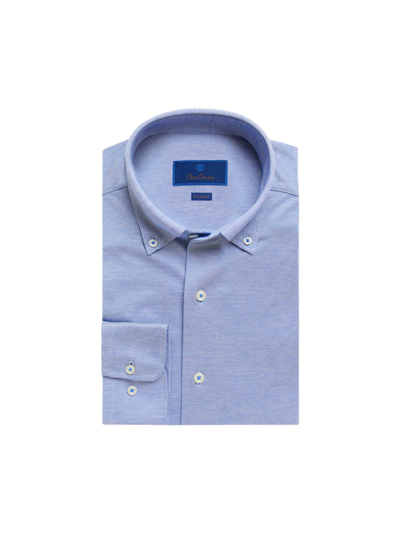 Shop David Donahue Men's Long-sleeve Button-down Cotton Shirt In Blue