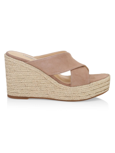 Shop L Agence Women's Valetta Leather Espadrille Wedge Sandals In Tan