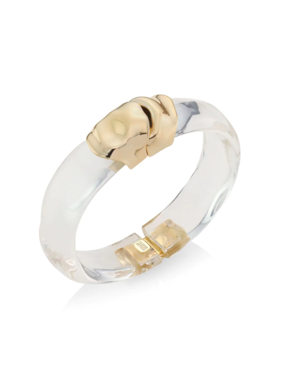 Shop Alexis Bittar Women's Molten 14k Goldplated Hinged Lucite Bracelet In Clear
