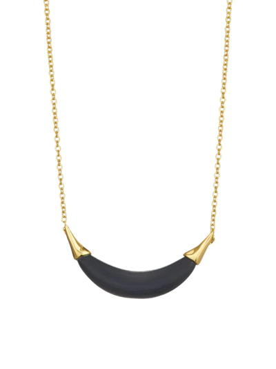 Shop Alexis Bittar Women's Crescent 14k Goldplated Lucite Necklace In Black