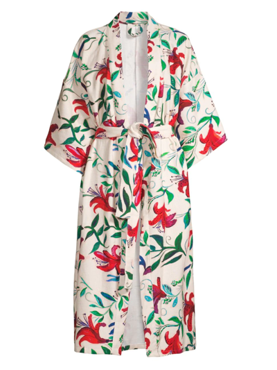 Shop La Doublej Women's Lily Cotton Robe In White Lily