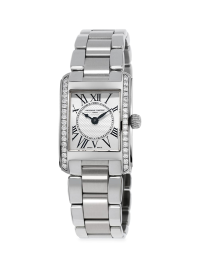 Shop Frederique Constant Women's Classics Carreé Stainless Steel & Diamond Bracelet Watch In Silver