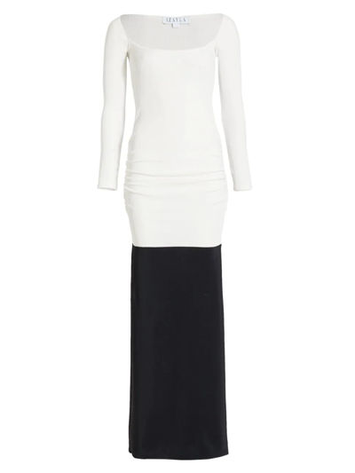 Shop Izayla Women's Colorblock Maxi Dress In White Black